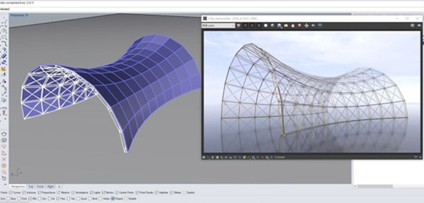 Interfaz de modelado paramétrico de Rhino Grasshopper que ilustra la optimización mejorada del diseño de la construcción de cerchas